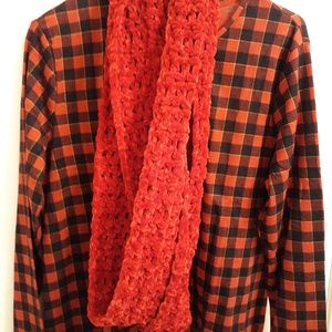 Infinity Scarf Crochet Cowl Red New Long Handmade